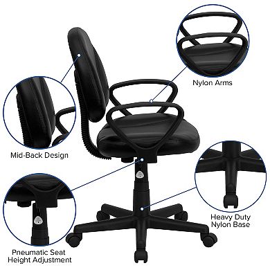 Emma and Oliver Mid-Back Black LeatherSoft Swivel Ergonomic Office Chair - Back Adjustment