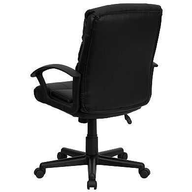 Emma and Oliver Mid-Back Black LeatherSoft Swivel Task Arm Office Chair with Accent Back