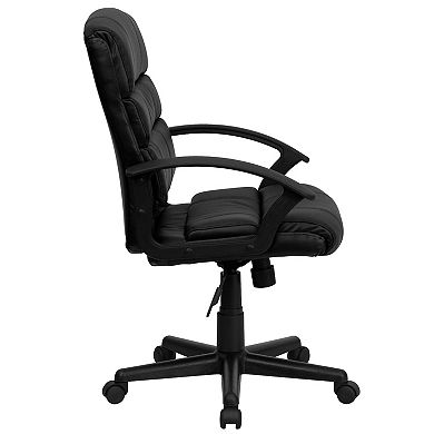 Emma and Oliver Mid-Back Black LeatherSoft Swivel Task Arm Office Chair with Accent Back