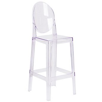Emma and Oliver Ghost Barstool with Oval Back in Transparent Crystal