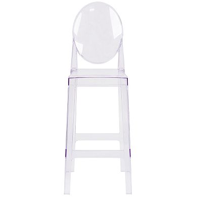 Emma and Oliver Ghost Barstool with Oval Back in Transparent Crystal