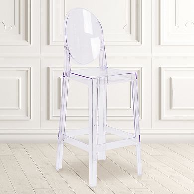 Emma and Oliver Ghost Barstool with Oval Back in Transparent Crystal