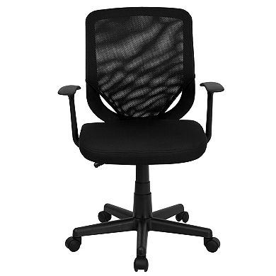 Emma and Oliver Mid-Back Black Mesh Tapered Back Swivel Task Office Chair with T-Arms
