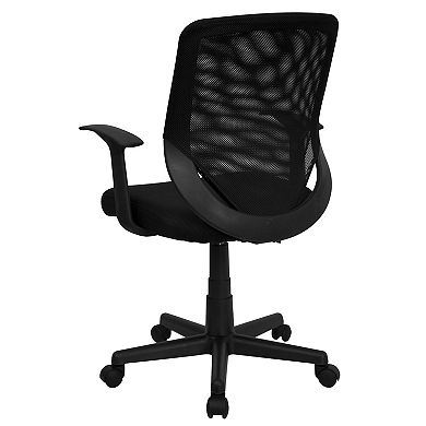 Emma and Oliver Mid-Back Black Mesh Tapered Back Swivel Task Office Chair with T-Arms