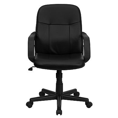 Emma and Oliver Mid-Back Black Glove Vinyl Executive Swivel Office Chair with Arms