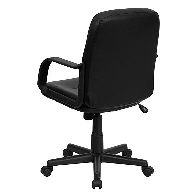 Emma and Oliver Mid-Back Black Glove Vinyl Executive Swivel Office Chair with Arms