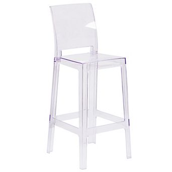 Emma and Oliver Ghost Barstool with Square Back in Transparent Crystal