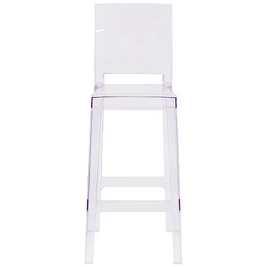Emma and Oliver Ghost Barstool with Square Back in Transparent Crystal