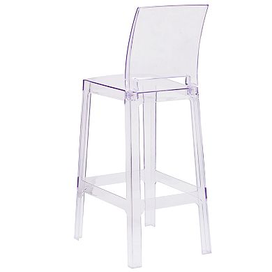 Emma and Oliver Ghost Barstool with Square Back in Transparent Crystal