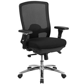 Emma and Oliver 24/7 350 lb. Big & Tall Black Mesh Synchro-Tilt Swivel Ergonomic Office Chair