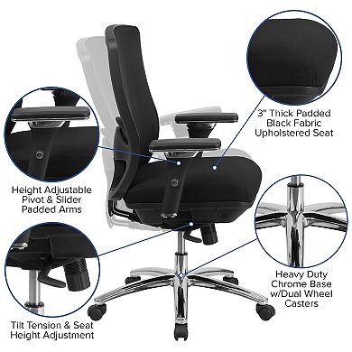 Emma and Oliver 24/7 350 lb. Big & Tall Black Mesh Synchro-Tilt Swivel Ergonomic Office Chair