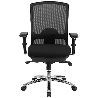 Emma and Oliver 24/7 350 lb. Big & Tall Black Mesh Synchro-Tilt Swivel Ergonomic Office Chair