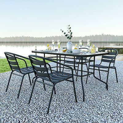 Emma and Oliver Piece Patio Table Chairs Set with