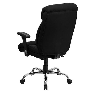 Emma and Oliver 400 lb. Big & Tall High Back Black Fabric Ergonomic Office Chair - Full Headrest