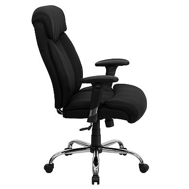 Emma and Oliver 400 lb. Big & Tall High Back Black Fabric Ergonomic Office Chair - Full Headrest