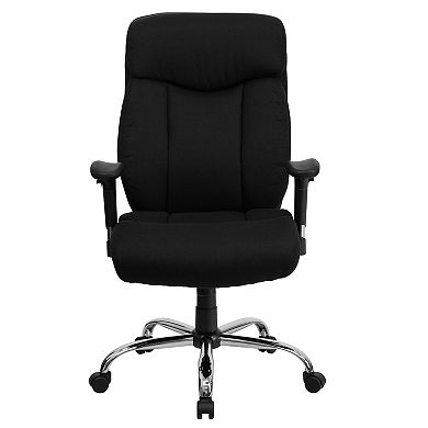 Emma and Oliver 400 lb. Big & Tall High Back Black Fabric Ergonomic Office Chair - Full Headrest