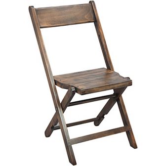 Emma and Oliver Slatted Wood Folding Wedding Chair - Event Chair - Antique Black, Set of 2