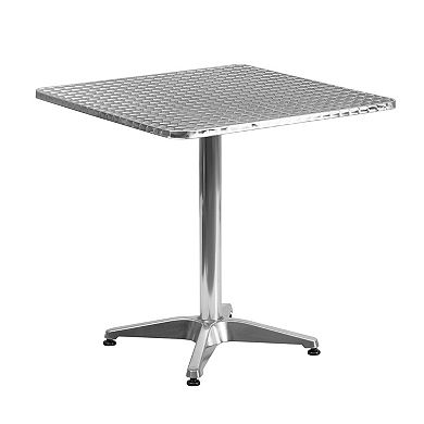 Emma And Oliver 27.5'' Square Aluminum Indoor-outdoor Table Set With 2 Slat Back Chairs