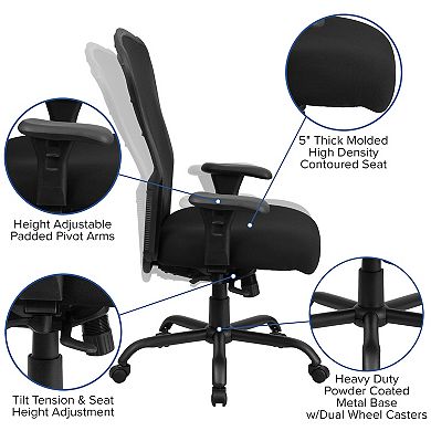 Emma and Oliver 24/7 400 lb. Big & Tall Black Mesh Synchro-Tilt Swivel Ergonomic Office Chair
