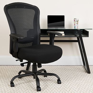 Emma and Oliver 24/7 400 lb. Big & Tall Black Mesh Synchro-Tilt Swivel Ergonomic Office Chair