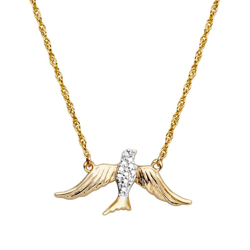 Sarafina Gold-Tone Diamond-Accent Dove Necklace, Womens, Size: 18, Whit