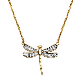 Sarafina Two Tone Diamond Accent Dragonfly Necklace