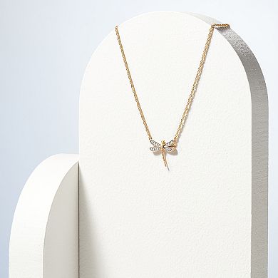 Sarafina Two Tone Diamond Accent Dragonfly Necklace