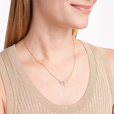 Sarafina Two Tone Diamond Accent Dragonfly Necklace
