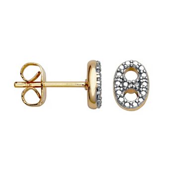 Sarafina Two Tone Diamond Accent Button Stud Earrings