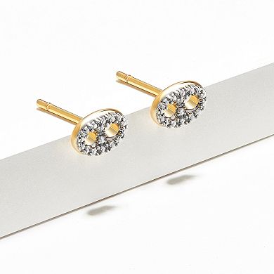 Sarafina Two Tone Diamond Accent Button Stud Earrings
