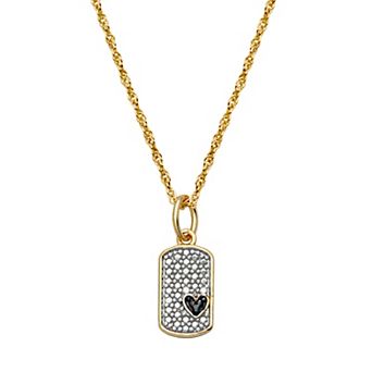 Sarafina Two Tone Diamond Accent Dog Tag Pendant Necklace