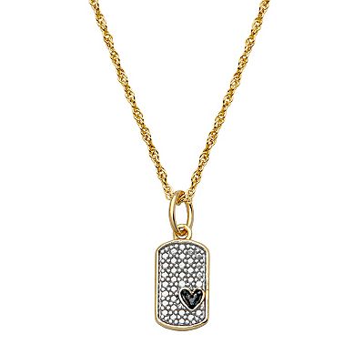 Sarafina Two Tone Diamond Accent Dog Tag Pendant Necklace - Main Image