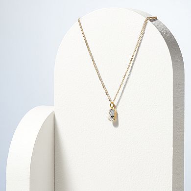 Sarafina Two Tone Diamond Accent Dog Tag Pendant Necklace
