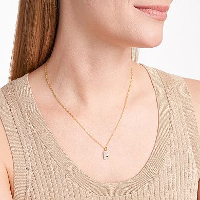 Sarafina Two Tone Diamond Accent Dog Tag Pendant Necklace