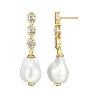 Sarafina Simulated Pearl & Cubic Zirconia Drop Earrings