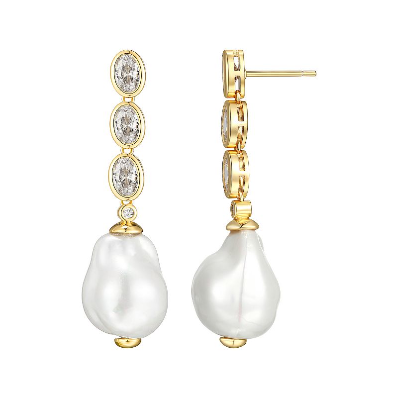 Sarafina Simulated Pearl & Cubic Zirconia Drop Earrings, Womens, White
