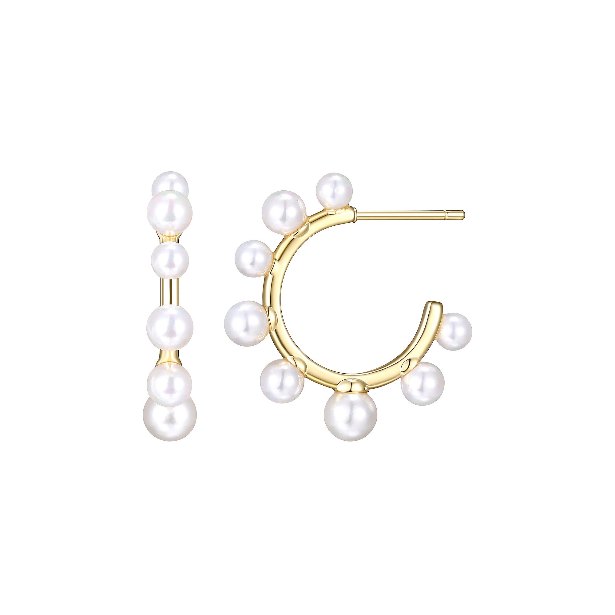 Sarafina Simulated Pearl Half Hoop Earrings, Womens, Gold Tone White