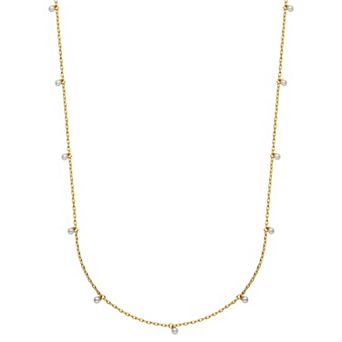 Sarafina 14k Gold Plated Simulated Pearl Station Necklace