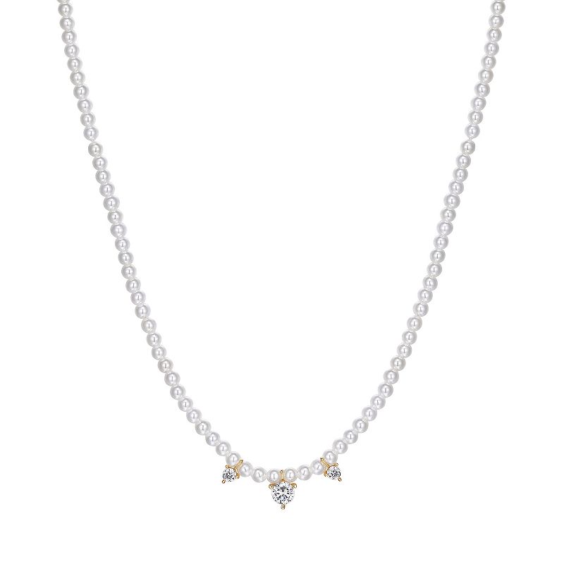 Sarafina Simulated Pearl & Cubic Zirconia Necklace, Womens, Size: 15, W