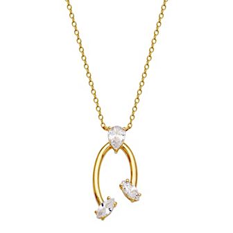 Sarafina Two Tone Cubic Zirconia Sculptural Horseshoe Pendant Necklace