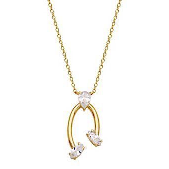 Sarafina Two Tone Cubic Zirconia Sculptural Horseshoe Pendant Necklace