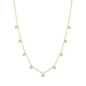 Sarafina 14k Gold Plated Cubic Zirconia Station Necklace