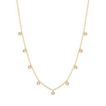 Sarafina 14k Gold Plated Cubic Zirconia Station Necklace