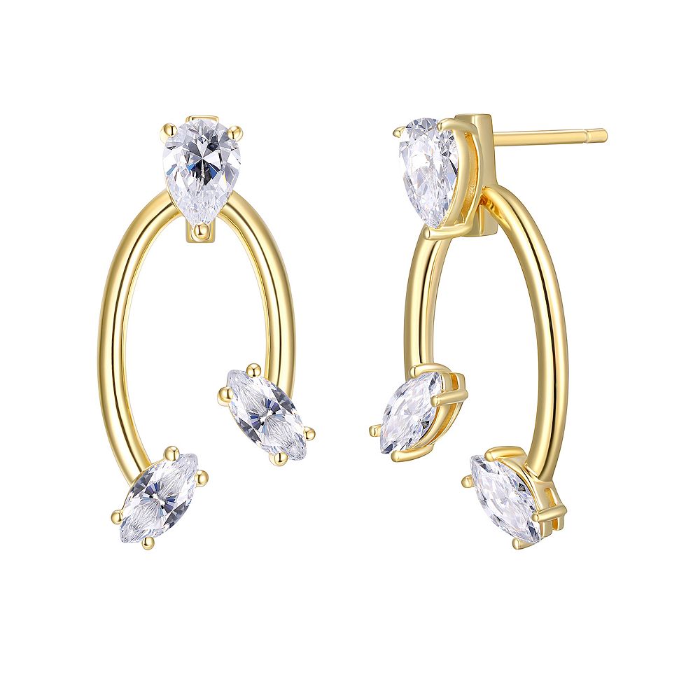 Charmsy Orecchini A Cerchio Doppi In Argento 925 - Placcato Oro Rosa/Giallo E Rodio - Con Zirconi - Set Da Donna - 2