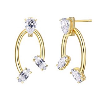 Sarafina 14k Gold Plated Cubic Zirconia Stud Earrings