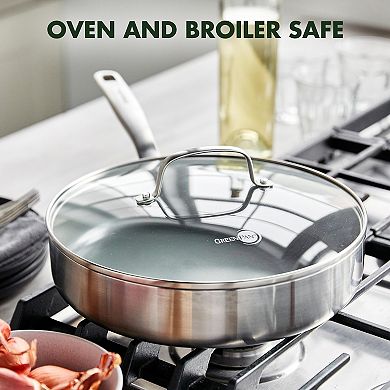 GreenPan Chatham Tri-Ply Stainless Steel Healthy Ceramic Nonstick 3.75-qt. Saute Pan Jumbo Cooker