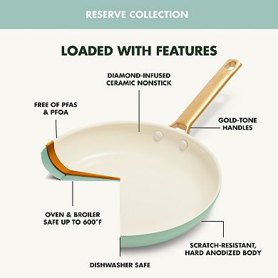 GreenPan Reserve Hard Anodized Healthy Ceramic Nonstick Frypan Skillet Set