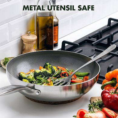 GreenPan Chatham Tri-Ply Stainless Steel Healthy Ceramic Nonstick Wok Pan