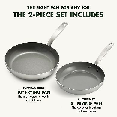 GreenPan Chatham Tri-Ply Stainless Steel Healthy Ceramic Nonstick Frypan Skillet Set