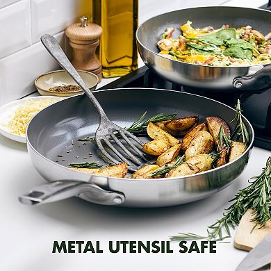 GreenPan Chatham Tri-Ply Stainless Steel Healthy Ceramic Nonstick Frypan Skillet Set